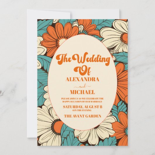 Invitation Mariage rétro vintage (Devant)