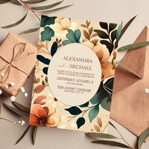 Invitation Mariage Rétro Vintage Années Soixante Terracotta