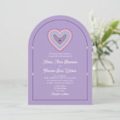 Invitation Mariage rétro violet (Debout devant)