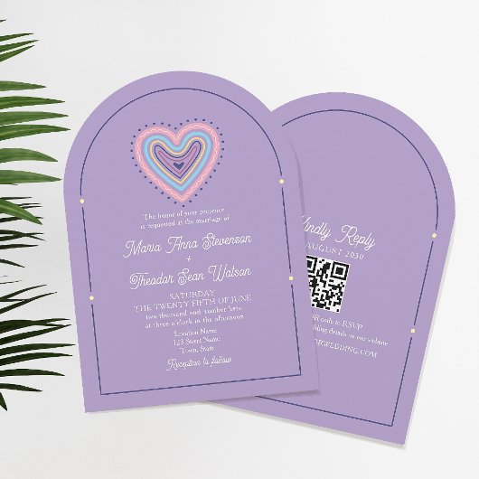Invitation Mariage rétro violet