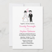 Invitation Mariage rétro Whimsical de mariée de dessin (Devant)