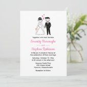 Invitation Mariage rétro Whimsical de mariée de dessin (Debout devant)