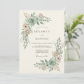 Invitation Mariage Rêvé en Vert Sauge (Debout devant)