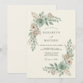Invitation Mariage Rêvé en Vert Sauge (Devant / Derrière)