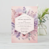 Invitation Mariage Rêve Fleur Mauve (Debout devant)