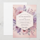 Invitation Mariage Rêve Fleur Mauve (Devant / Derrière)