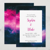Invitation Mariage Rêve Nébuleuse Rose (Devant / Derrière)