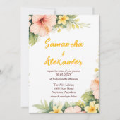 Invitation Mariage Rêve Tropical Fleur Dorée (Devant)
