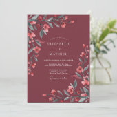 Invitation Mariage Rêveur Fleurissant Rouge (Debout devant)