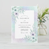 Invitation Mariage Rêveur Lavande Menthe (Debout devant)