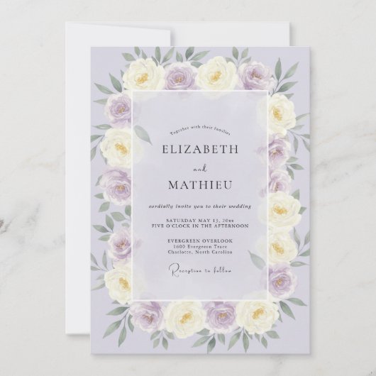 Invitation Mariage Rêveur Rose Lavande (Devant)