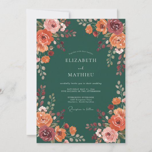 Invitation Mariage Rich Harvest Vert Forêt (Devant)