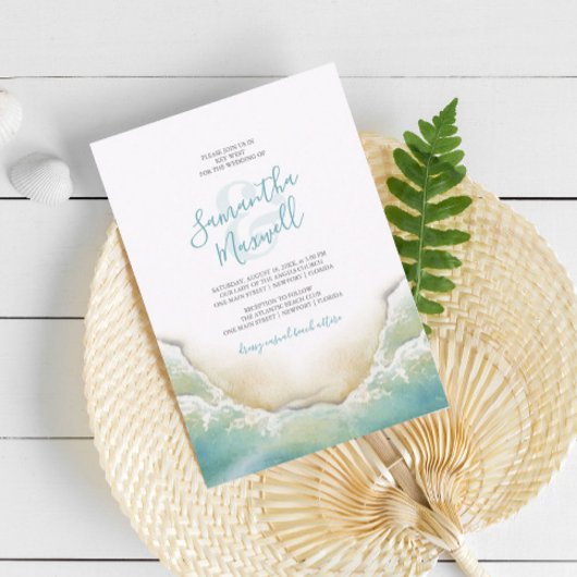Invitation Mariage riverain bleu océan tropical