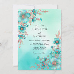 Invitation Mariage Riviera Teinté de Turquoise