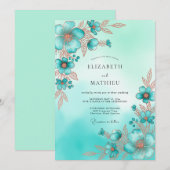 Invitation Mariage Riviera Teinté de Turquoise (Devant / Derrière)