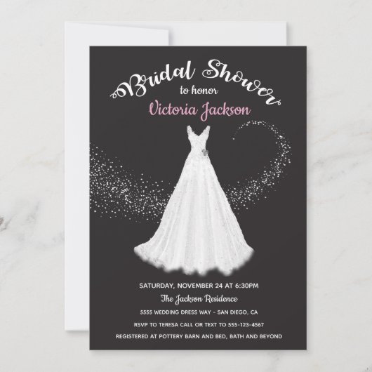 Invitation Mariage Robe Éclatante étoiles nuptiale douche (Devant)