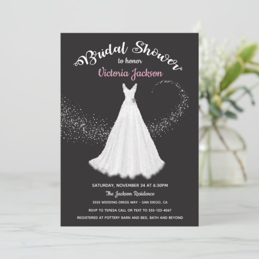 Invitation Mariage Robe Éclatante étoiles nuptiale douche (Debout devant)