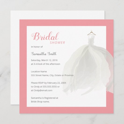 Invitation Mariage robe nuptiale (Devant / Derrière)