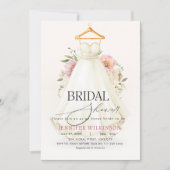 Invitation Mariage Robe Robe rose Fête des mariées florale (Devant)