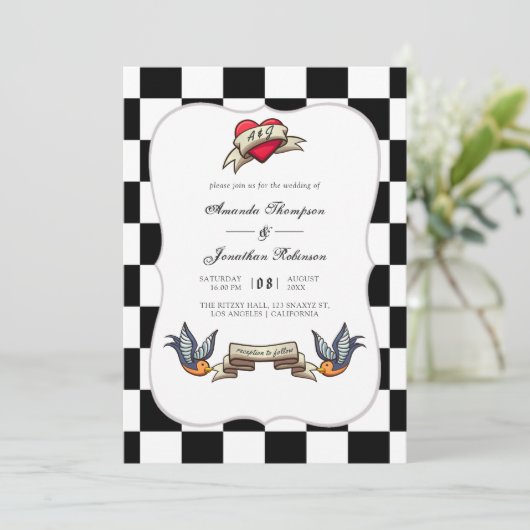 Invitation Mariage Rockabilly (Debout devant)