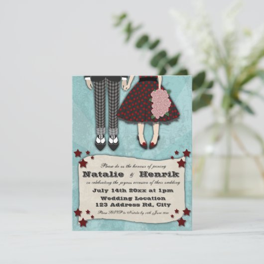 Invitation Mariage Rockabilly, 4,25 x 5,5 mariages (Debout devant)
