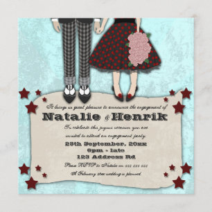 Invitation Mariage Rockabilly, 5,25 x 5,25 fiançailles