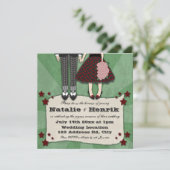Invitation Mariage Rockabilly, 5,25 x 5,25 mariages (Debout devant)
