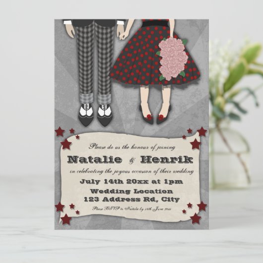Invitation Mariage Rockabilly, 5,5 x 7,5 mariage (Debout devant)