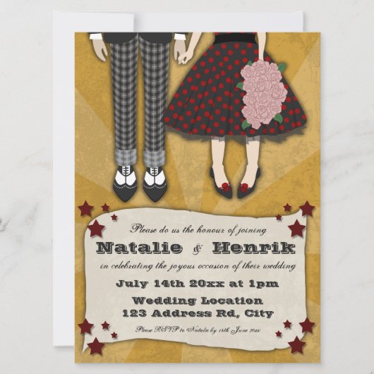 Invitation Mariage Rockabilly, 6,5 x 8,75 mariage (Devant)