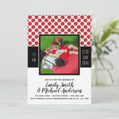 Invitation Mariage Rockabilly PHOTO noir points rouges (Debout devant)