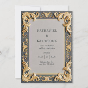 Invitation Mariage Rococo Or Ivory Gold