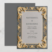 Invitation Mariage Rococo Or Ivory Gold (Devant / Derrière)