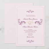 Invitation Mariage Rococo Vintage Rose (Devant / Derrière)