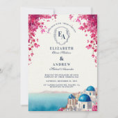 Invitation Mariage romain du coucher de soleil sur l'île grec (Devant)