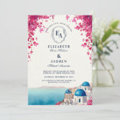 Invitation Mariage romain du coucher de soleil sur l'île grec (Debout devant)