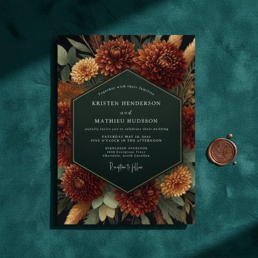 Invitation Mariage Romance Automne Sienne