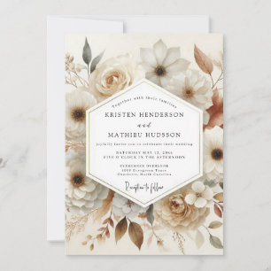 Invitation Mariage Romance Bloom Crème