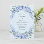 Invitation Mariage Romance Blue Blossom (Debout devant)