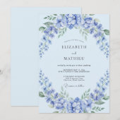 Invitation Mariage Romance Blue Blossom (Devant / Derrière)