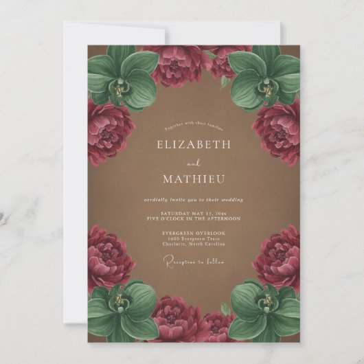 Invitation Mariage Romance Botanique à l'Orchidée de Bourgogn (Devant)