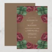 Invitation Mariage Romance Botanique à l'Orchidée de Bourgogn (Devant / Derrière)