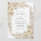 Invitation Mariage Romance Botanique Crème (Devant)