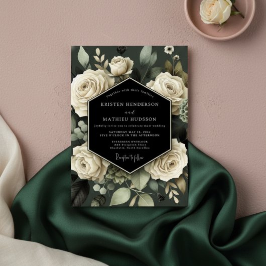 Invitation Mariage Romance Botanique Crème