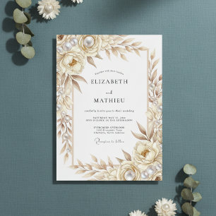 Invitation Mariage Romance Botanique Crème