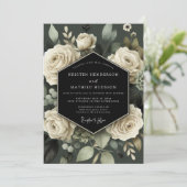 Invitation Mariage Romance Botanique Crème (Debout devant)
