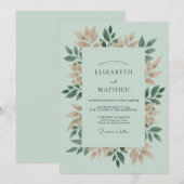 Invitation Mariage Romance Botanique de Tan Sage (Devant / Derrière)