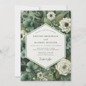 Invitation Mariage Romance Botanique Émeraude (Devant)