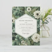 Invitation Mariage Romance Botanique Émeraude (Debout devant)
