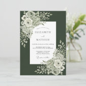 Invitation Mariage Romance Botanique Émeraude (Debout devant)
