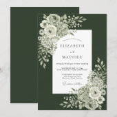 Invitation Mariage Romance Botanique Émeraude (Devant / Derrière)